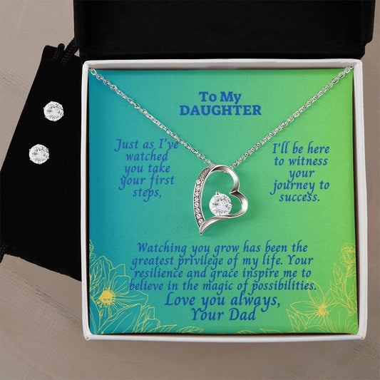 Forever Love Necklace & Earring Set - To My Daughter